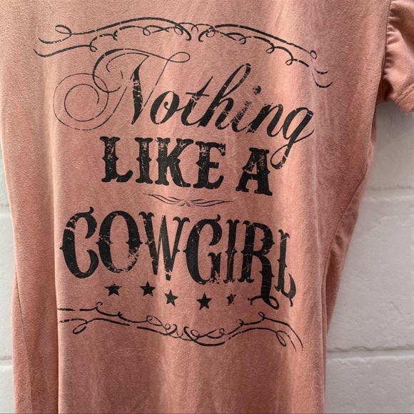 Agaci Nothing Like a Cowgirl Suede Feel Pink Blush Shirt Top - Picture 2 of 5